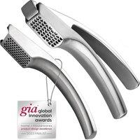 Gourmet Easy Stainless Steel Garlic Press with Two Detachable Handles Fine & Coarse in Silver
