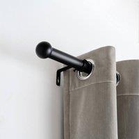 OHS Curtain Pole Extendable 28mm Metal Finnials Ball End Rod Fittings in Black | Size: 220 cm