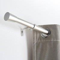 OHS Curtain Pole Extendable 28mm Metal Finnials Trumpet End Rod Fittings in Silver | Size: 220 cm