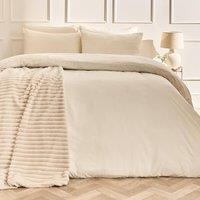 OHS Plain Dyed Duvet Cover with Pillowcase Bedding Set in Ivory | Size: King