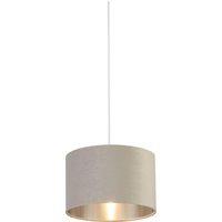 Lighting Collection Light Grey Velvet Drum Shade Silver Inner D27Cm Lamp Shade
