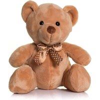 Mumbles Velvet Bear With Ribbon in Brown | Size: Small