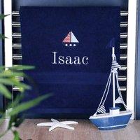 Duncan Stewart Kid's Personalised Sailing Boat Bath Towel in Navy