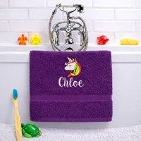Duncan Stewart Kid's Personalised Unicorn Bath Towel in Purple