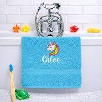 Duncan Stewart Kid's Personalised Unicorn Bath Towel in Turquoise