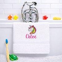 Duncan Stewart Kid's Personalised Unicorn Bath Towel in White
