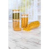 Neo Set of 4 Clear High Borosilicate Glass Storage Jars in Natural | Size: 4 Pack