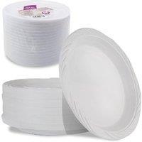 BARGAINS-GALORE Pack Of 100 White Foam Plates 10' Disposable Tableware Parties Bbq's