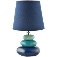Happy Homewares Ceramic Pebble Table Lamp with Midnight Blue Teal & Duck Egg Colours