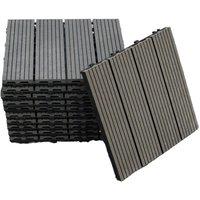 Gr8 Garden 11 x WPC Composite Interlocking Floor Decking Tiles Outdoor Garden Balcony Patio in Black