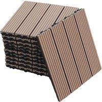 Gr8 Garden 11 x WPC Composite Interlocking Floor Decking Tiles Outdoor Garden Balcony Patio in Brown