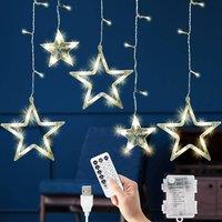 Globrite Christmas Curtain Lights -12 Star &138 LED Lights - Warm White