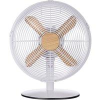 Russell Hobbs 12" Desk Fan Electric Cooling with Scandi Wood Effect RHMDF1201 in White