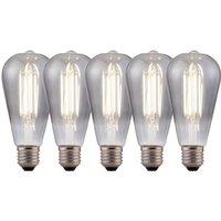 Harper Living 8 Watts ST64 E27 LED Bulb Smoked Cool White Dimmable, Pack of 5 in Mid Grey
