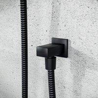 Nes Home Matt Black Wall Mounted Concealed Connector Shower Hose Outlet Elbow