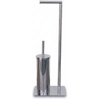 Alivio Freestanding Toilet Paper Holder with Toilet Brush (22 x 16 x 67cm) in Silver | Size: 22 x 16 x 67 cm