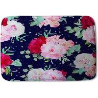 Benjamin Tate Design Roses On Navy Bathmat in Pink