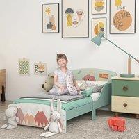 ZONEKIZ Toddler Bed Frame, Kids Bedroom Furniture for Ages 3-6 Years in Green