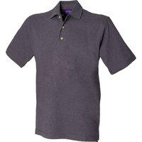 Henbury Men's Classic Plain Polo Shirt With Stand Up Collar in Charcoal | Size: XL