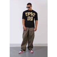 LONDON ATTITUDE Men's Black Over Size Epic 09 Originals T-Shirt | Size: Medium