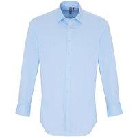 Premier Men's Poplin Stretch Long-Sleeved Shirt in Pale Blue | Size: Large