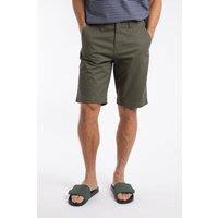 Weird Fish Men's Rayburn Cotton Flat Front Shorts in Olive | Size: 32