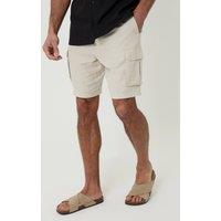 Threadbare Men's Linen Blend Cargo Shorts in Light Stone | Size: Large