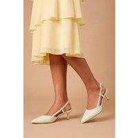 Dorothy Perkins Women's Luneth Faux Leather Kitten Heel Slingback Court Shoes in Yellow | Size: 6