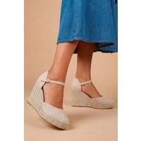 Dorothy Perkins Women's Jillie Faux Suede Closed Toe High Espadrille Wedges in Beige | Size: 8