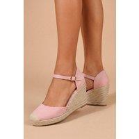 Dorothy Perkins Women's Jillie Faux Suede Closed Toe High Espadrille Wedges in Pink | Size: 6