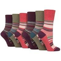 SOCKSHOP Gentle Grip Women's 6 Pack Non Elastic Loose Top Patterned Cotton Rich Socks in Pink | Size: 4-8