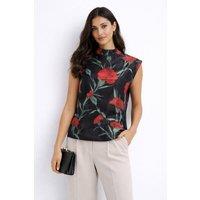 Cutie London Women's 3D Floral Layered Top in Black | Size: 8