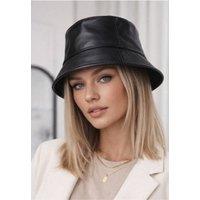 Madein Women's Faux leather bucket Hat in Black