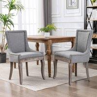 HomeTouch Set of 2 Bewley Plush Linen Upholstered Dining Chairs in Grey | Size: 2 Pack