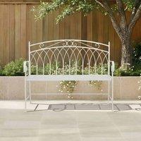 Charles Bentley Wrought Iron Feminine Bench - Grey/White in White