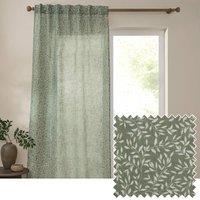 Yard Perrie Leaf Sheer Woven Tab Top Curtain Panel in Green | Size: 140 cm