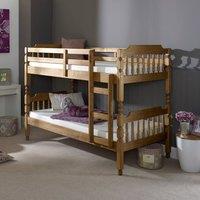 Amani Colonial Spindle Waxed Solid Pine Bunk Bed - Splittable Design in Natural | Size: Small Single