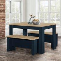 Birlea Dining Table & Bench Set Highgate 2 Kitchen Traditional in Dark Navy