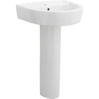 Balterley 1 Tap Hole Basin & Full Pedestal Fireclay Round Sink, 520mm - White