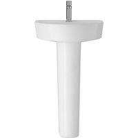 Balterley Mila Ceramic D Shape Basin & Full Pedestal 520mm White Bathroom Sink