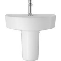 Balterley Mila Round 1 Tap Hole Basin & Semi Pedestal 520mm White Bathroom Sink