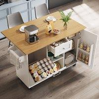 Matteo Modern White Kitchen Island - Multifunctional Storage & Dining Table