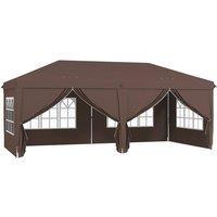 Matteo Brown 3x6m Pop Up Party Tent - Height Adjustable Gazebo with Sides