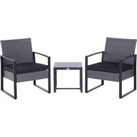 Matteo Grey Rattan Bistro Set - 2 Seater Outdoor Furniture with Cushions