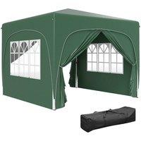 Matteo Pop-Up Gazebo Shelter - Dark Green, 3x3m with Accessories in Dark Green