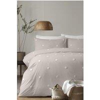 Appletree 'Dot Garden' 100% Cotton Embellished Duvet Cover Set in Off-White | Size: King