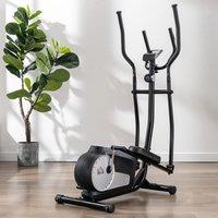 HOMCOM Elliptical Cross Trainer with Resistance, Monitor, Wheels in Black | Size: Standard