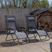 Samuel Alexander Set of 2 Multi Position Zero Gravity Relaxer Chair Sun Lounger in Mixed Grey