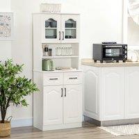 HOMCOM 168cm Kitchen Cupboard Storage Cabinet Shelves & Drawers in White