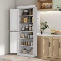 HOMCOM Freestanding Kitchen Cupboard, 6 Tier Cabinet Organizer Adjustable in White